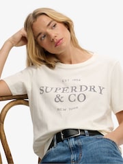 Superdry Cream Luxe Casual Relaxed Fit T-Shirt - Image 1 of 5
