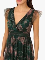 Adrianna Papell Green Print Tulle Maxi Dress - صورة 5 من 6