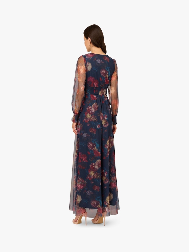Vestido longo de malha com estampa azul Adrianna Papell - Imagem 2 de 6