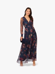 Vestido longo de malha com estampa azul Adrianna Papell - Imagem 4 de 6
