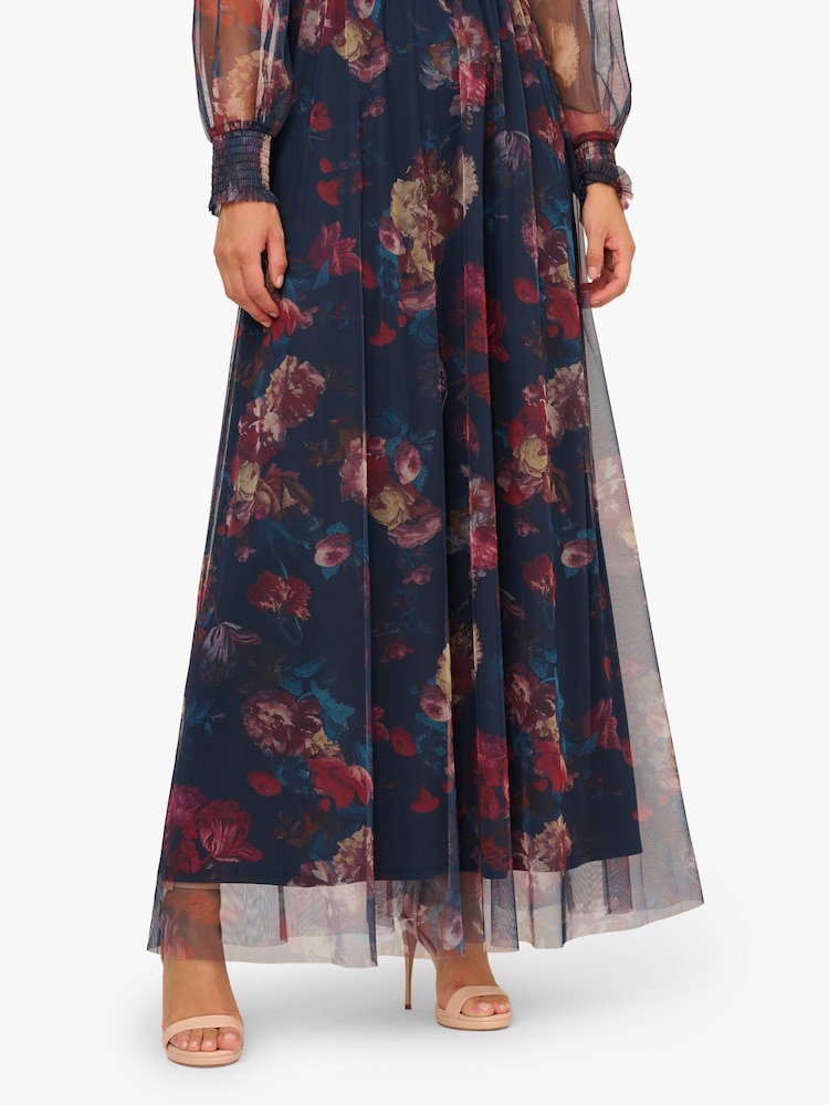 Vestido longo de malha com estampa azul Adrianna Papell - Imagem 6 de 6