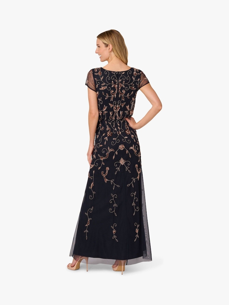 Adrianna Papell Blue Studio Beaded Blouson Long Dress - Image 2 of 6