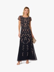 Adrianna Papell Blue Studio Beaded Blouson Long Dress - Image 4 of 6