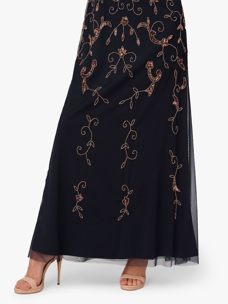 Adrianna Papell Blue Studio Beaded Blouson Long Dress - Image 6 of 6