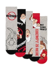 Vanilla Underground Grey Disney Grumpy Calf Socks Set of 5 - Image 2 of 6