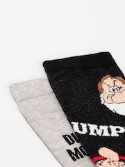 Vanilla Underground Grey Disney Grumpy Calf Socks Set of 5 - Image 6 of 6
