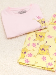 Vanilla Underground Pink Sponge Bob Square Pants Short Sleeve Long Leg Pyjamas Set - Image 7 of 8