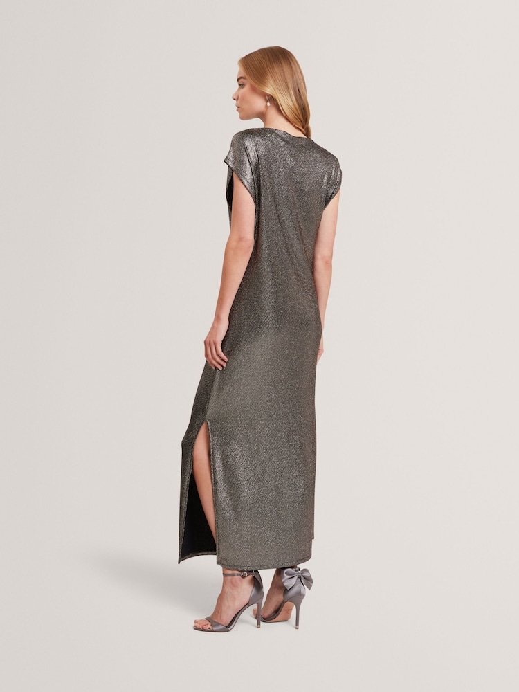 Ted Baker Black Jazziie - Metallic Sleeveless Midi Dress - Image 2 of 7 Ted Baker Black Jazziie - Metallic Sleeveless Midi Dress - Image 2 of 7