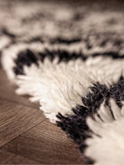 Rockett St George Black Dirty Zebra Shaggy Berber Wool Rug - Image 2 of 5