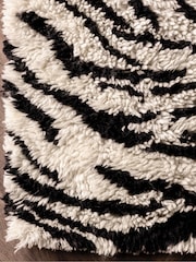 Rockett St George Black Dirty Zebra Shaggy Berber Wool Rug - Image 3 of 5