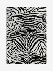 Rockett St George Black Dirty Zebra Shaggy Berber Wool Rug - Image 5 of 5