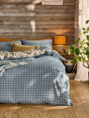FatFace Blue Wildflower Gingham Duvet Cover and Pillowcase Set - Image 2 of 6