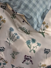 FatFace Blue Wildflower Gingham Duvet Cover and Pillowcase Set - Image 4 of 6