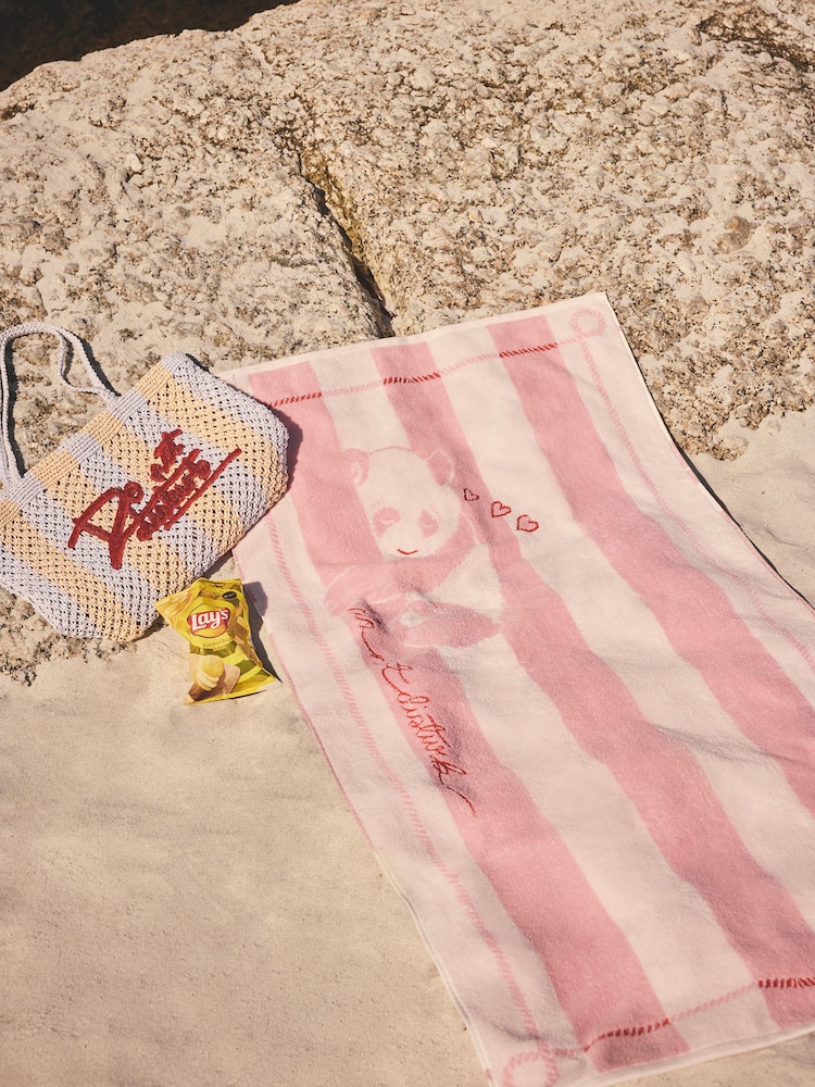 Cath Kidston Pink Panda Stripe Beach Towel - Image 3 of 3