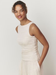 self. Neutral Rib Pyjama set with Ruching - Image 5 of 9