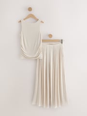 self. Neutral Rib Pyjama set with Ruching - Image 7 of 9