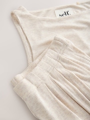 self. Neutral Rib Pyjama set with Ruching - Image 8 of 9