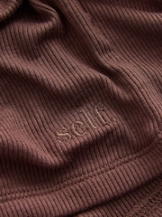 self. Chocolate Brown Rib Pyjama set with Ruching - Image 2 of 3