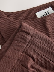 self. Chocolate Brown Rib Pyjama set with Ruching - Image 8 of 8