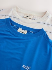 self. Blue and Stripe Relaxed T-Shirts 2 Pack - Image 12 of 13