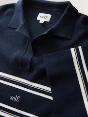 self. Navy Short Sleeve Knitted Rugy Top - Image 7 of 8