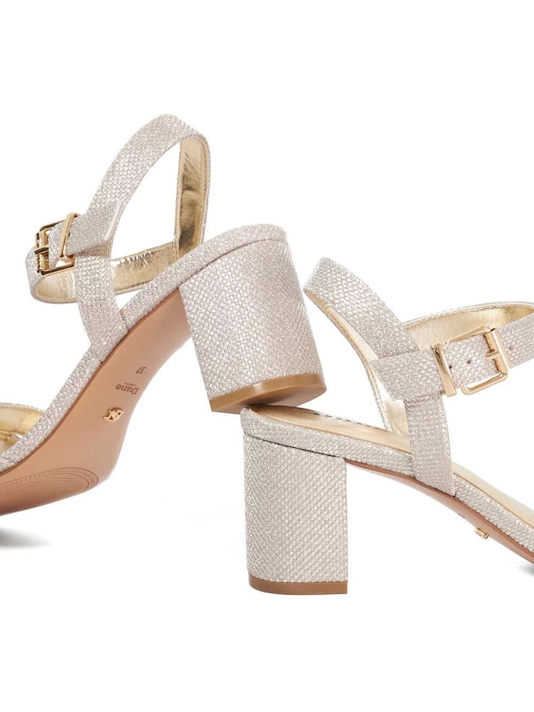 Dune London Gold Wide Fit Merisa 2 Part Block Heel Sandals - Image 6 of 6 Dune London Gold Wide Fit Merisa 2 Part Block Heel Sandals - Image 6 of 6