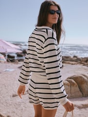 self. Blue Stripe Crochet Knit Short Set Co-ord - Image 4 of 10