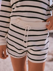 self. Blue Stripe Crochet Knit Short Set Co-ord - Image 5 of 10