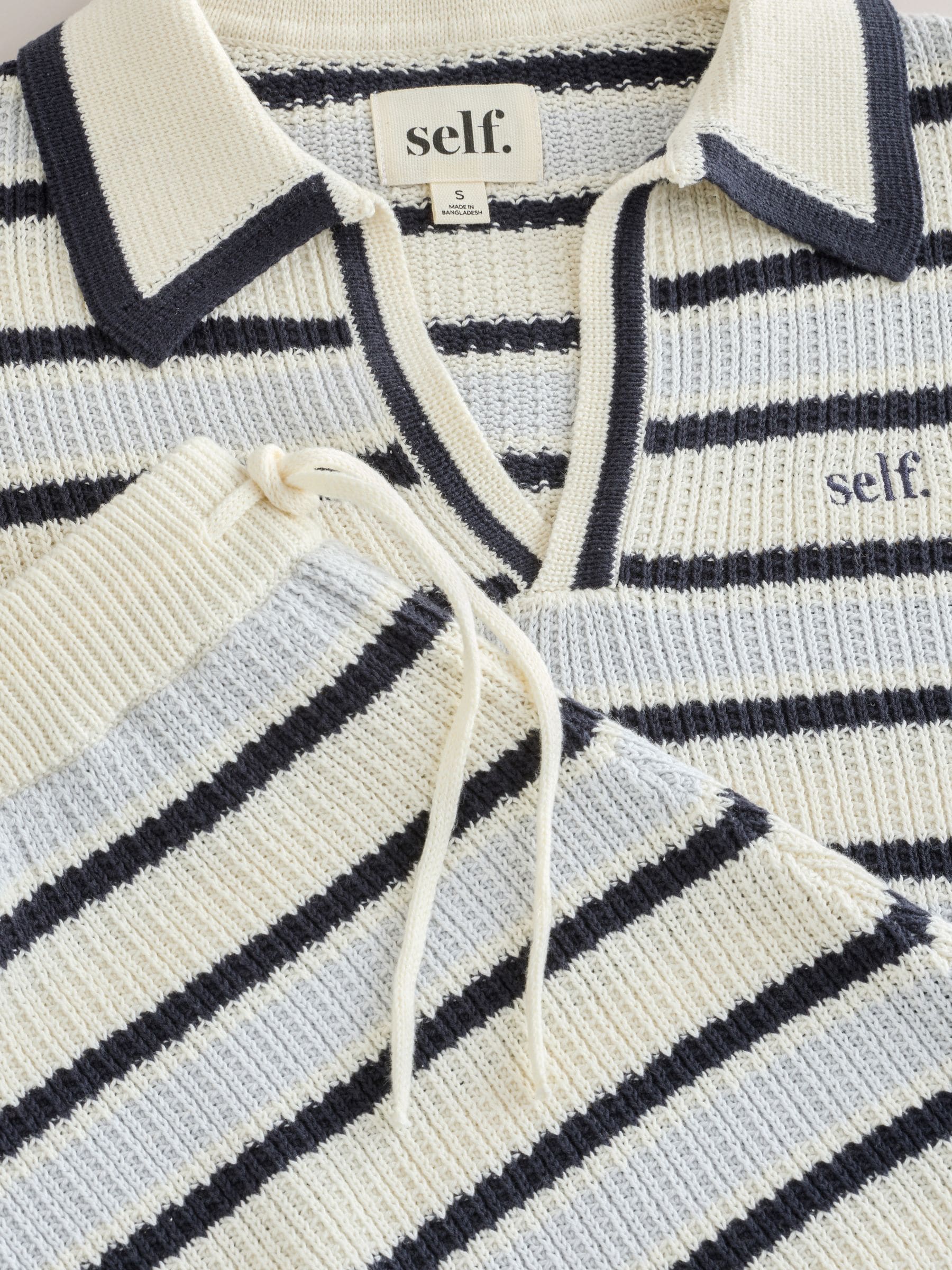 Buy self. Blue Stripe Crochet Knit Short Set Co-ord from Next USA