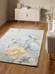 Lipsy Grey Photographic Floral Poppy Tufted Rug - Image 1 of 5