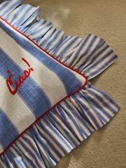 Lia Gold x Next Blue Stripe Mega Ruffle Slogan Cushion - Image 3 of 6