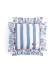 Lia Gold x Next Blue Stripe Mega Ruffle Slogan Cushion - Image 5 of 6