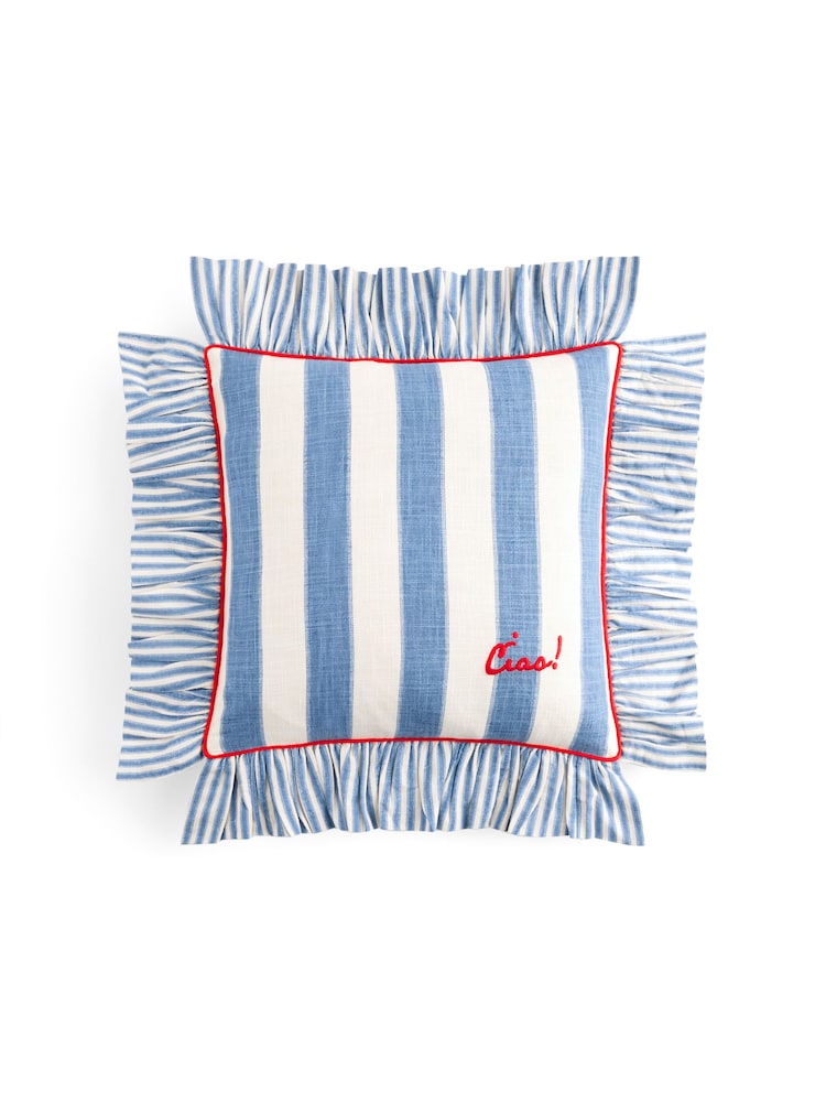 Lia Gold x Next Stripe Mega Ruffle Slogan Cushion - Imagen 5 de 5