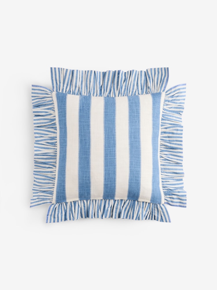 Lia Gold x Next Blue Stripe Mega Ruffle Slogan Cushion - Image 6 of 6 Lia Gold x Next Blue Stripe Mega Ruffle Slogan Cushion - Image 6 of 6