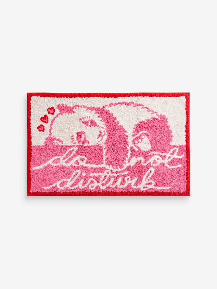 Cath Kidston Pink Sleepy Panda Slogan 100% Cotton Bath Mat - Image 4 of 4