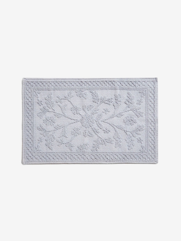 Shabby Chic by Rachel Ashwell® Blue Floral Jacquard 100% Cotton Bath Mat - Image 4 of 4