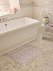 Shabby Chic by Rachel Ashwell® Pink Floral Jacquard 100% Cotton Bath Mat - Image 1 of 2