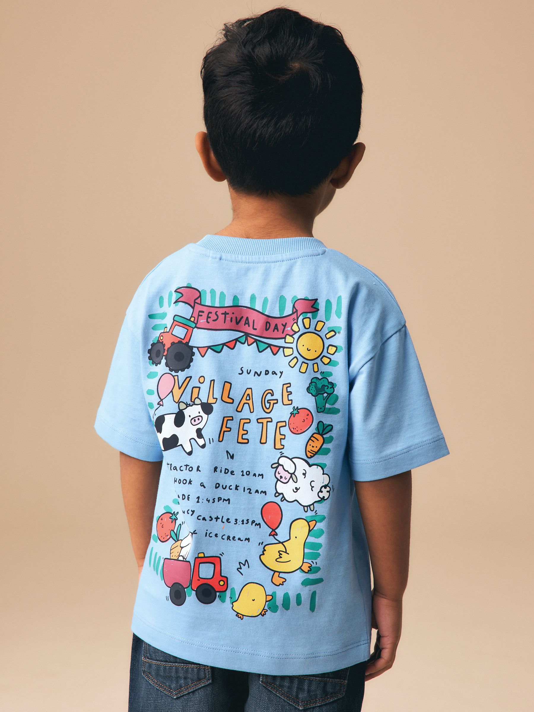 Blue Village Fete Short Sleeve Back Print T-Shirt (3mths-7yrs)