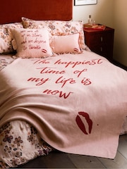 Rockett St George Pink Knitted Quote Throw - Image 1 of 4
