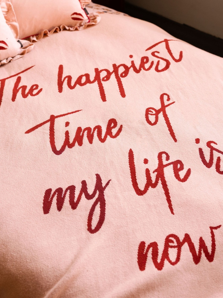 Rockett St George Pink Knitted Quote Throw - Image 2 of 4