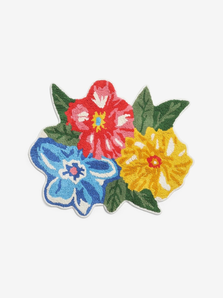 Lucy Tiffney Multi Floral Shaped 100% Cotton Bath Mat - Image 3 of 3