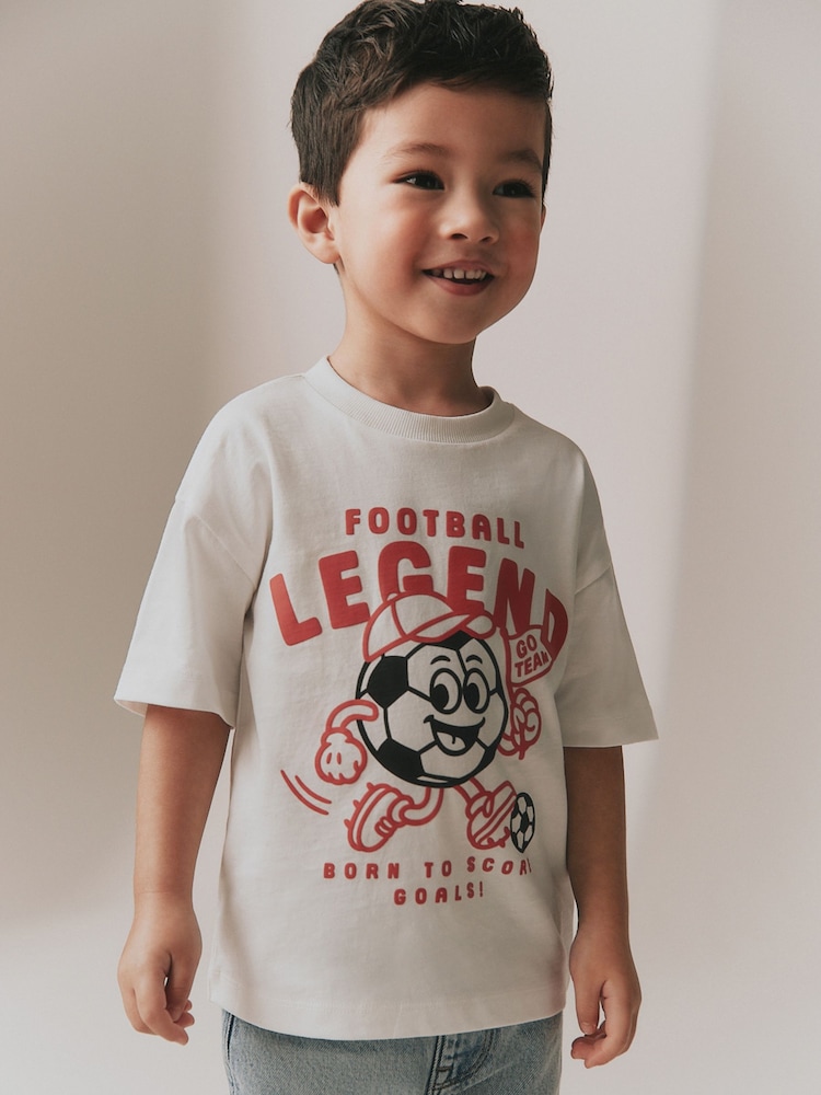 White Football Legend Short Sleeve Graphic T-Shirt (3mths-7yrs) - Image 1 of 7