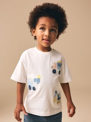 Neutral Digger Trio Short Sleeve Appliqué T-Shirt (3mths-7yrs) - Image 1 of 8