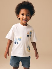 Neutral Digger Trio Short Sleeve Appliqué T-Shirt (3mths-7yrs) - Image 2 of 8