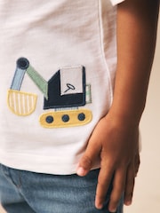 Neutral Digger Trio Short Sleeve Appliqué T-Shirt (3mths-7yrs) - Image 4 of 8