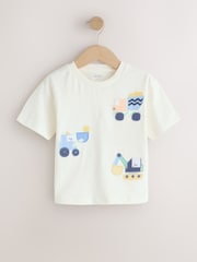 Neutral Digger Trio Short Sleeve Appliqué T-Shirt (3mths-7yrs) - Image 5 of 8