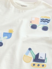 Neutral Digger Trio Short Sleeve Appliqué T-Shirt (3mths-7yrs) - Image 7 of 8