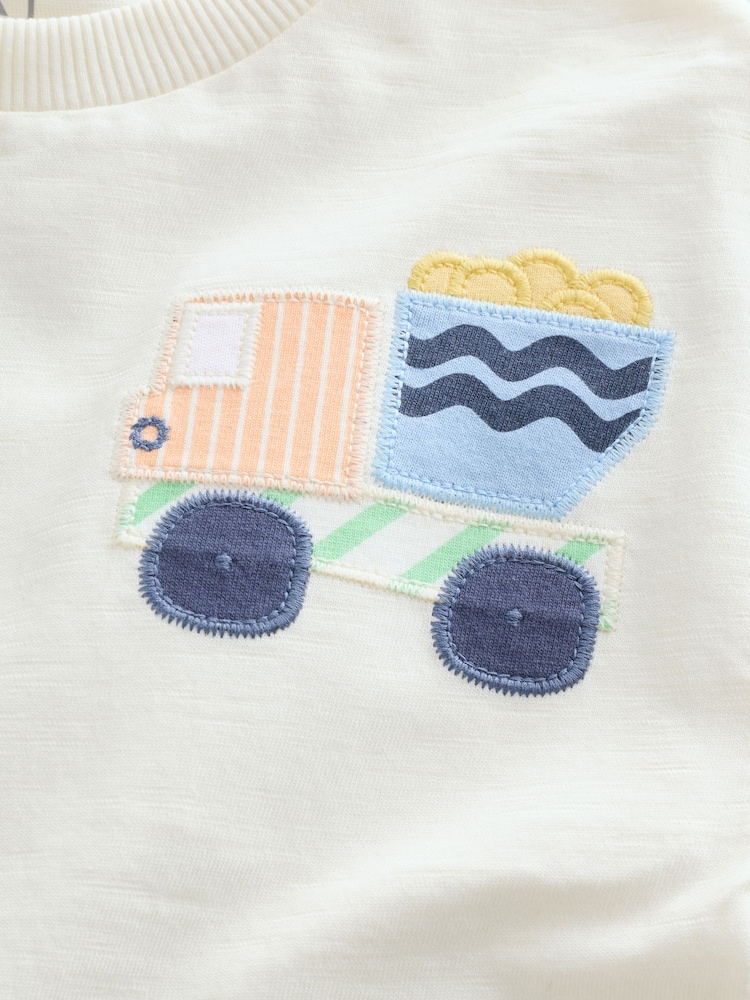 Neutral Digger Trio Short Sleeve Appliqué T-Shirt (3mths-7yrs) - Image 8 of 8