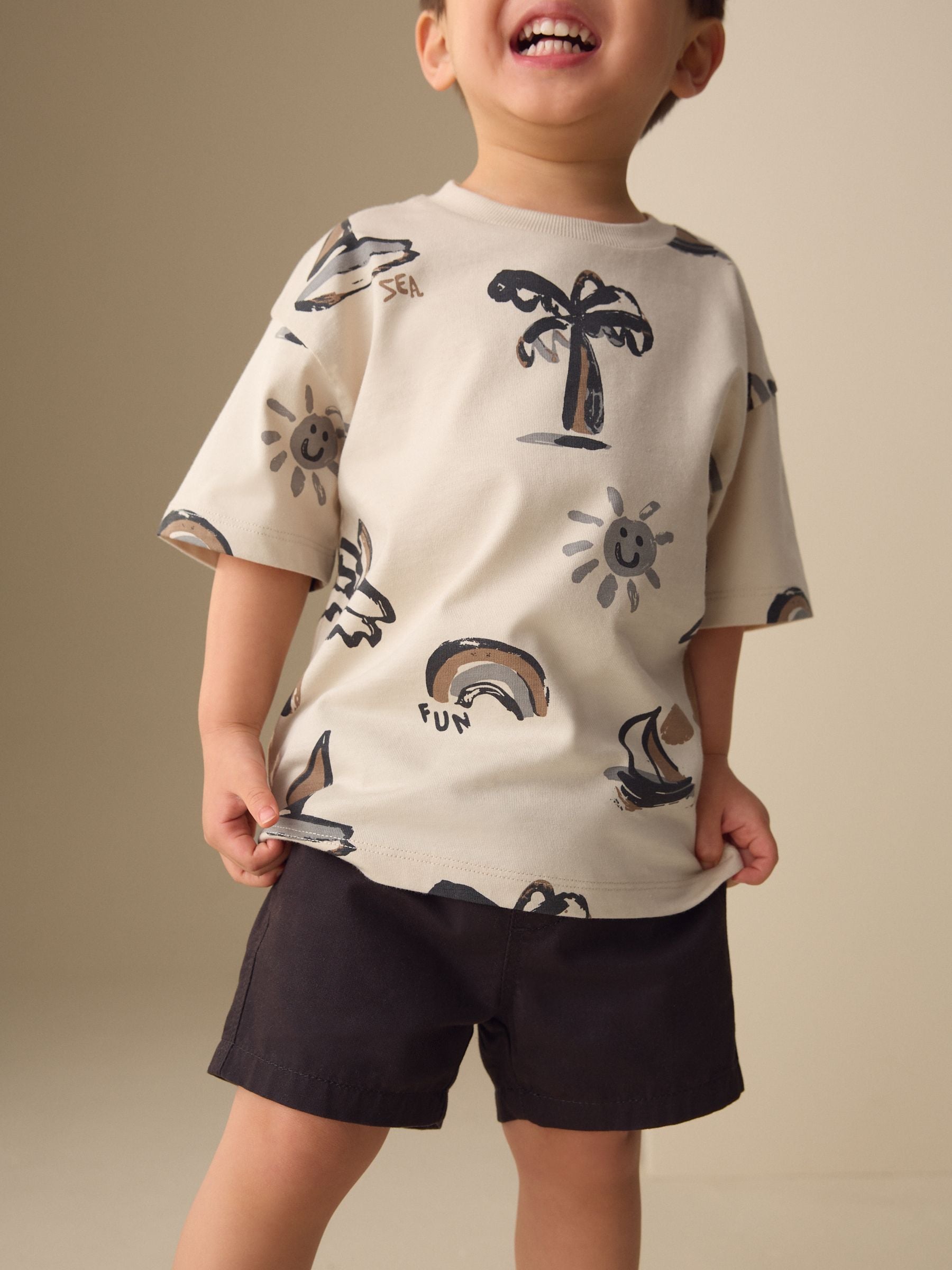 Buy White Palm and Sun Short Sleeve All-Over Print T-Shirt (3