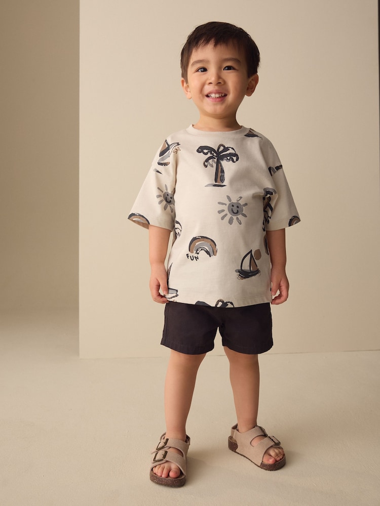 White Palm and Sun Short Sleeve All-Over Print T-Shirt (3 Month-7 Years) (3mths-7yrs) - Image 2 of 7